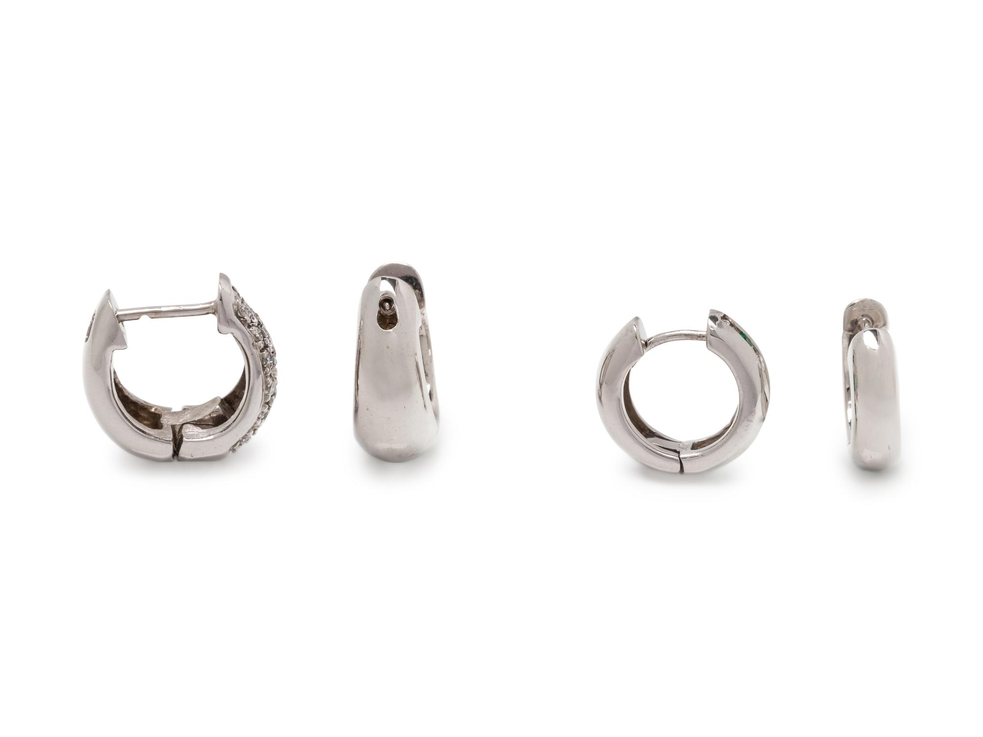 COLLECTION OF WHITE GOLD AND DIAMOND HUGGIE EARRINGS