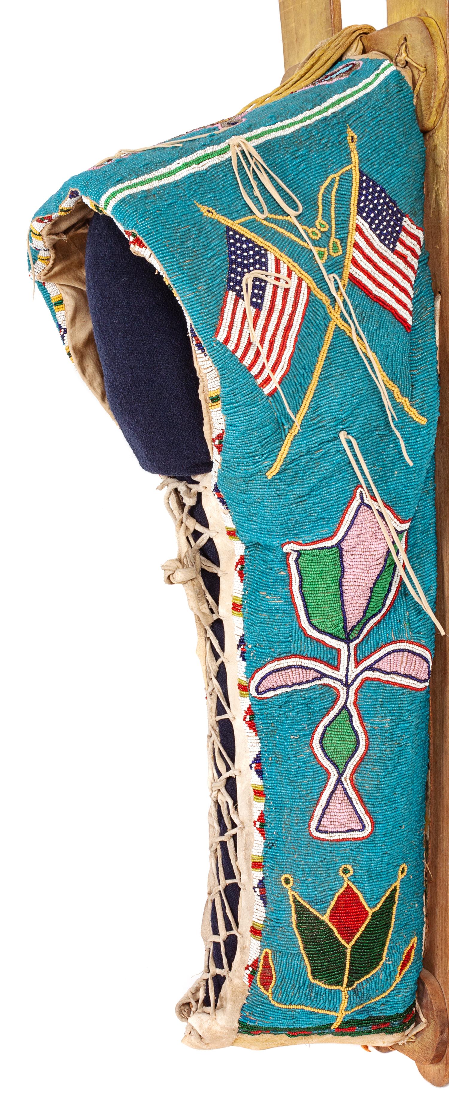 Kiowa Beaded Full-Size Cradle, with American Flags