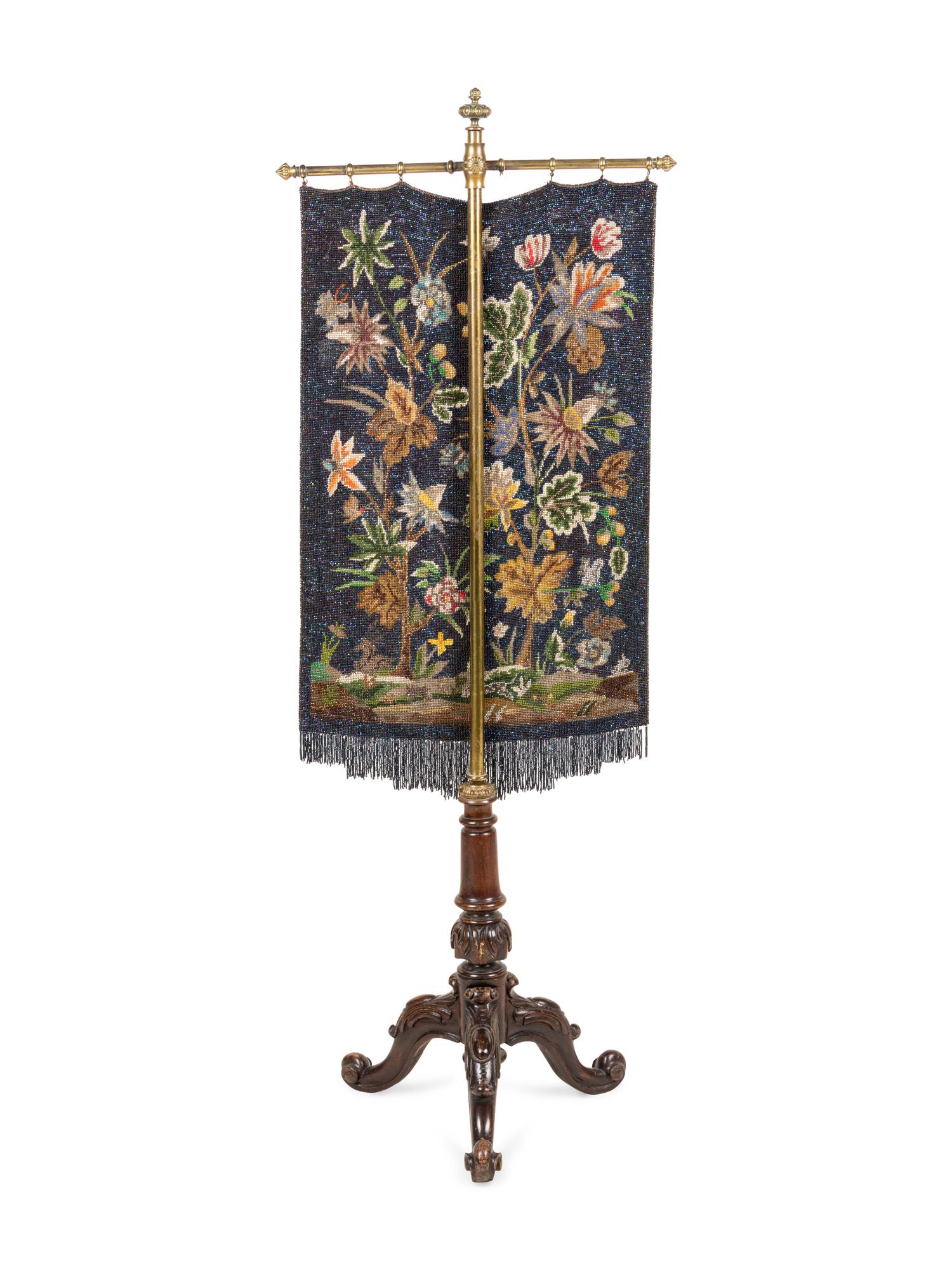 A Victorian Beaded Fire Screen