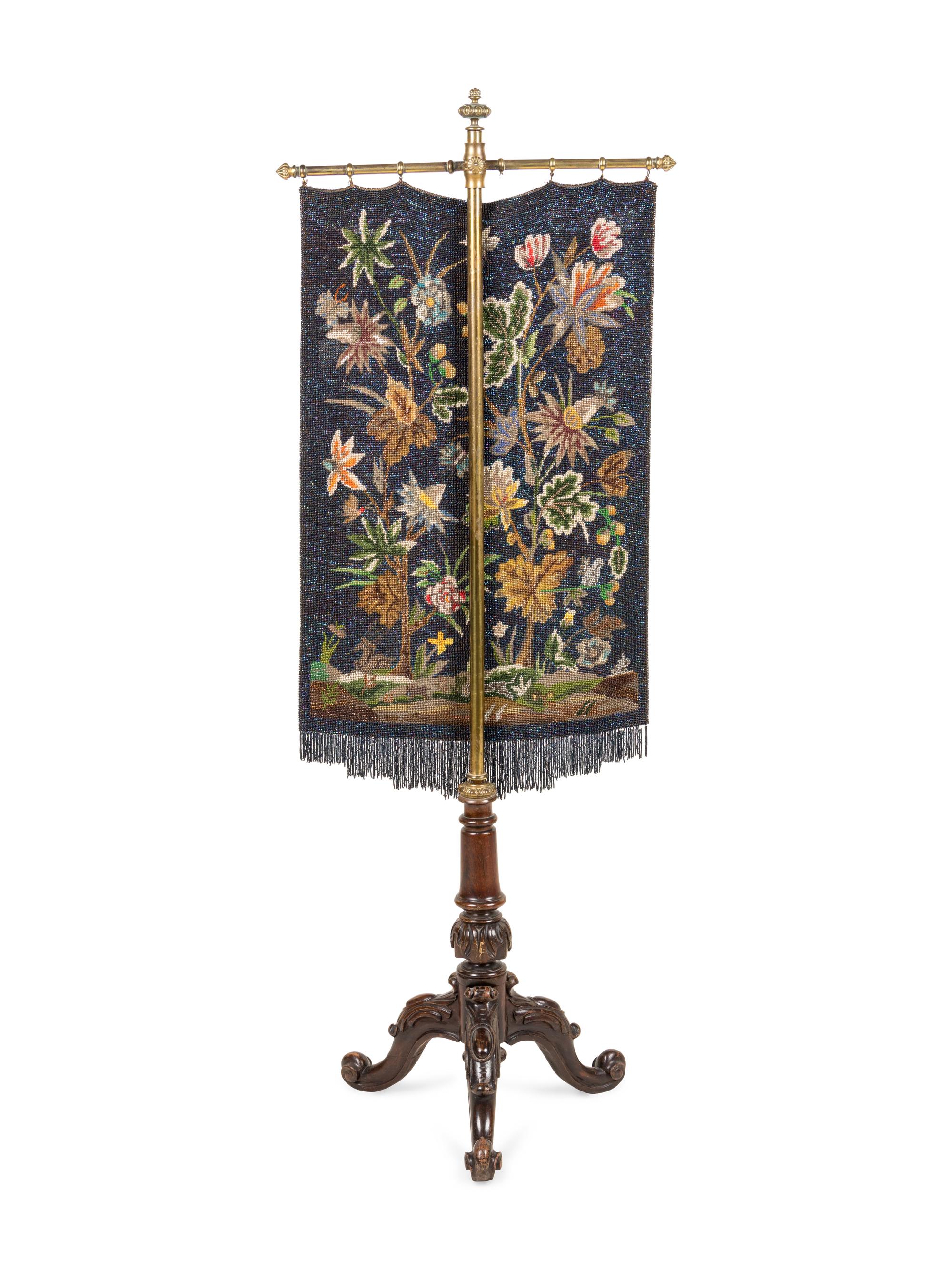 A Victorian Beaded Fire Screen