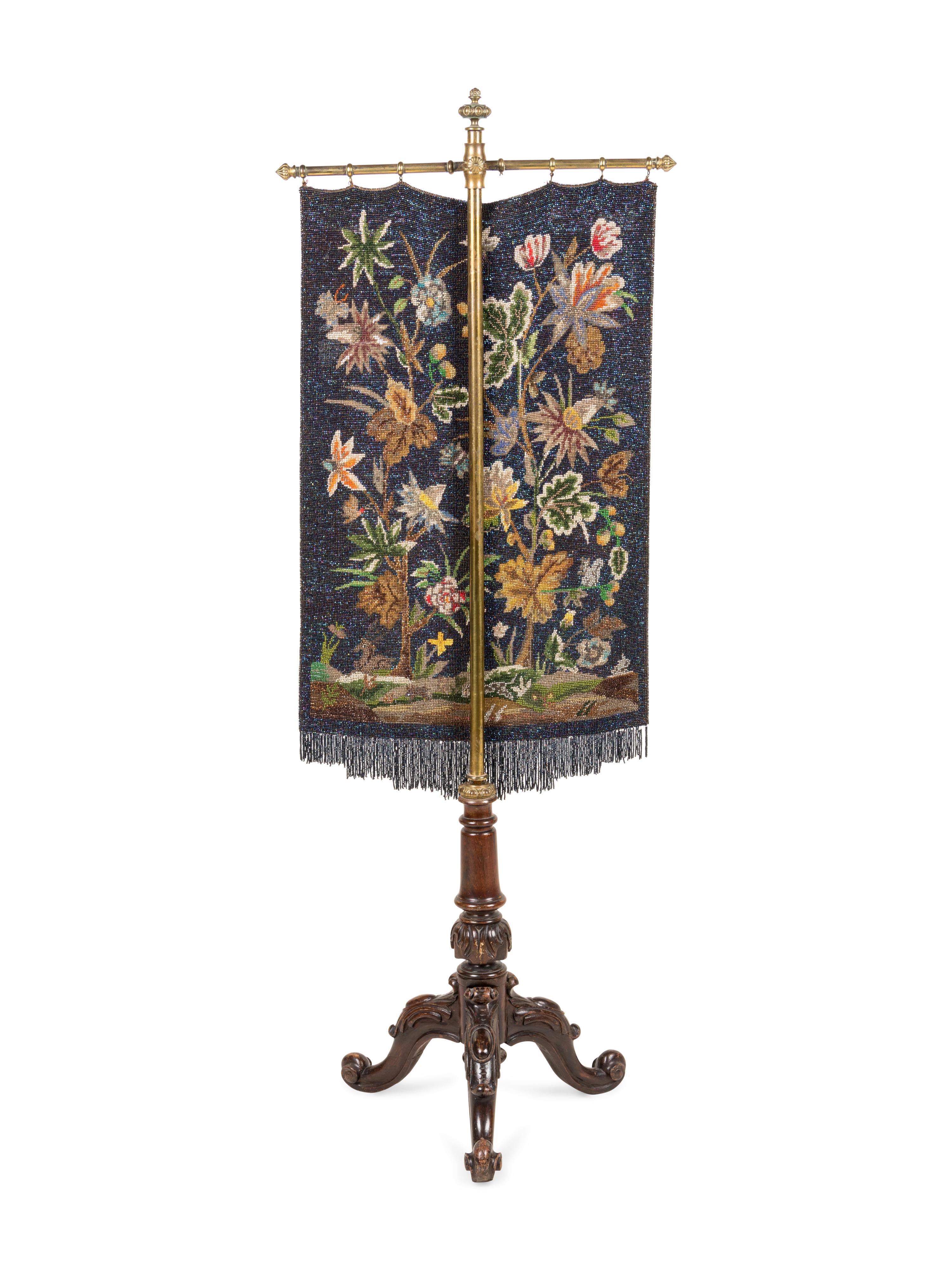 A Victorian Beaded Fire Screen