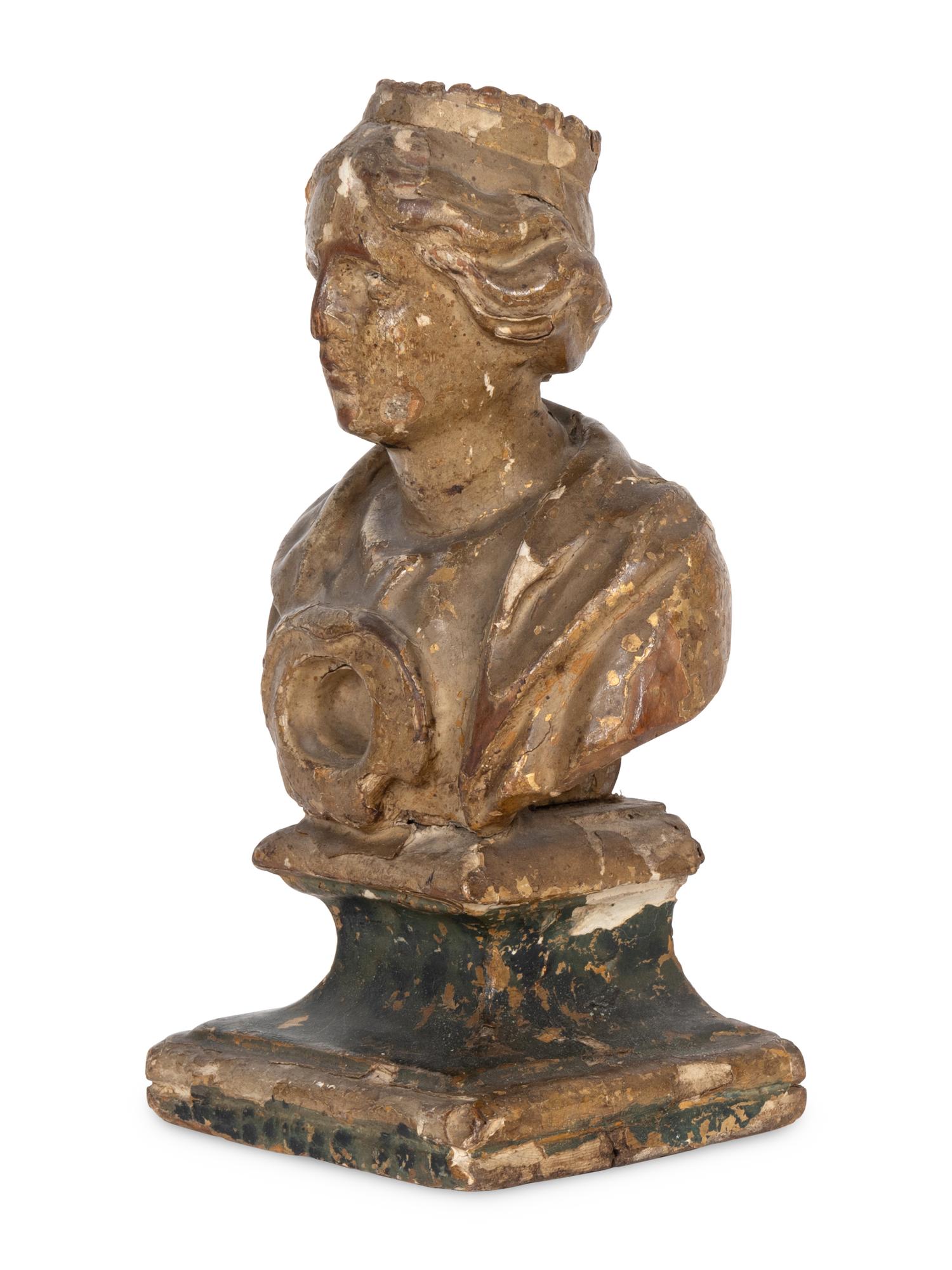 An Italian Painted Reliquary Bust