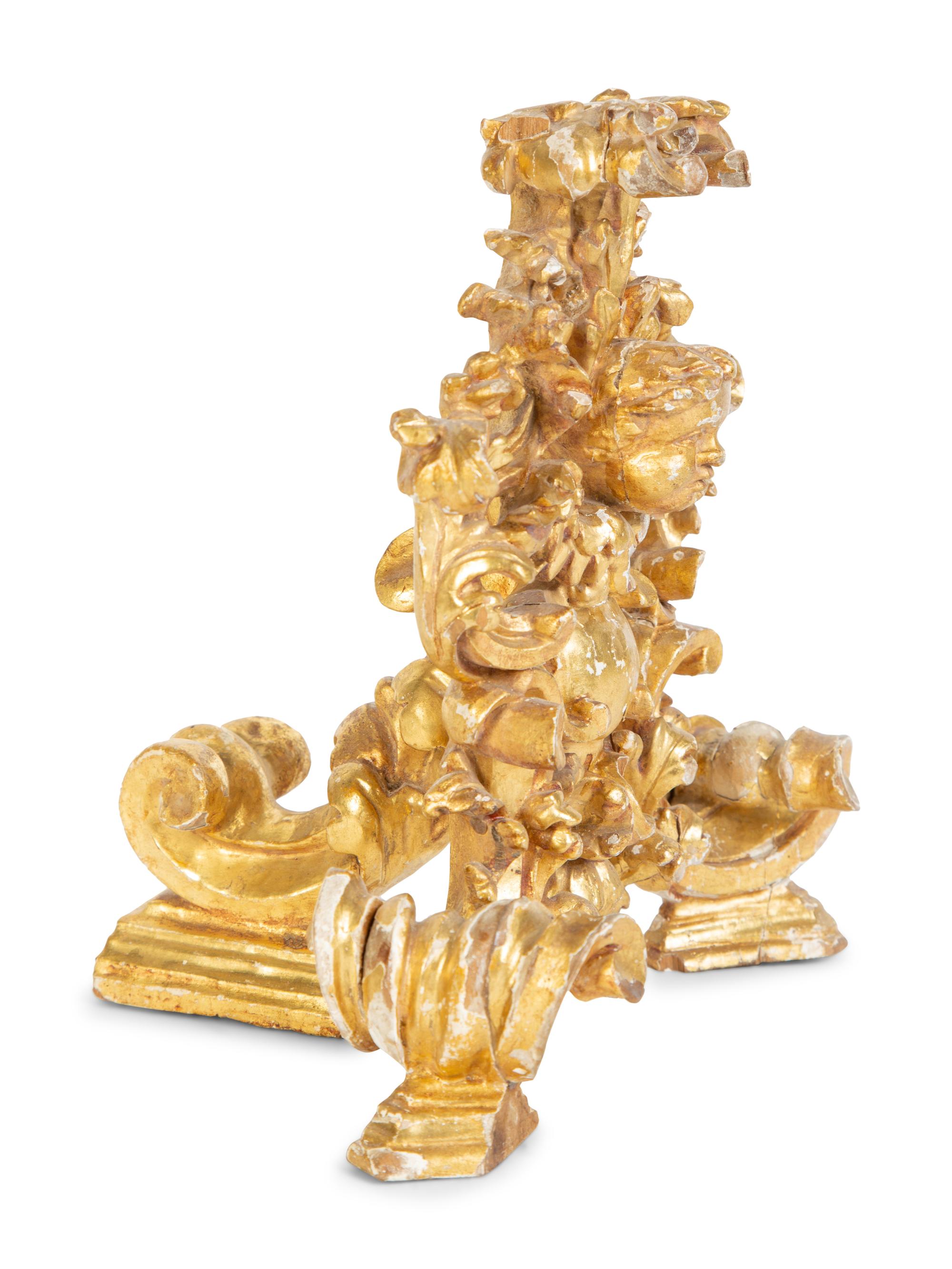 An Italian Giltwood Figural Pricket — 17TH CENTURY