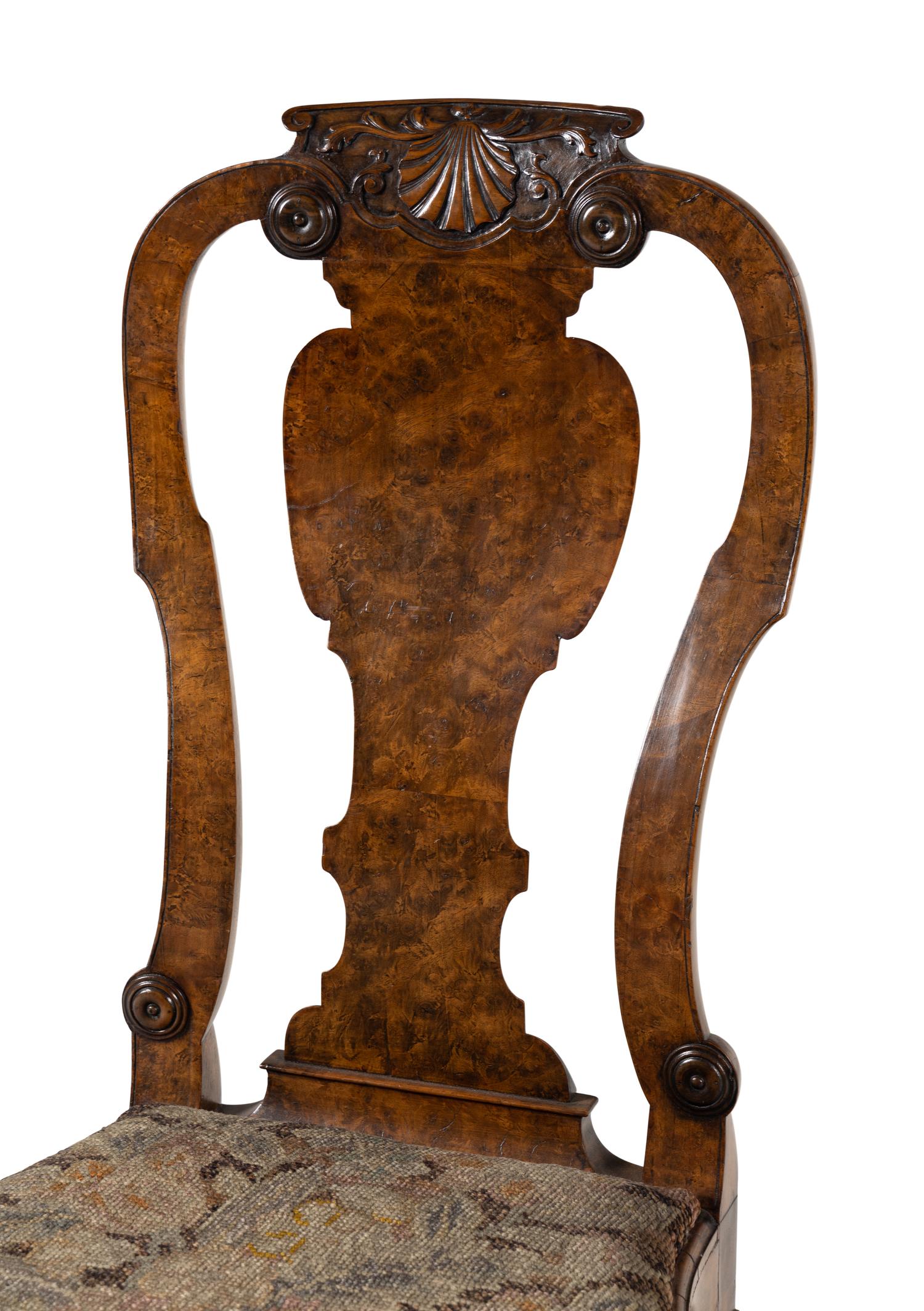 A Pair of George II Burlwood Side Chairs