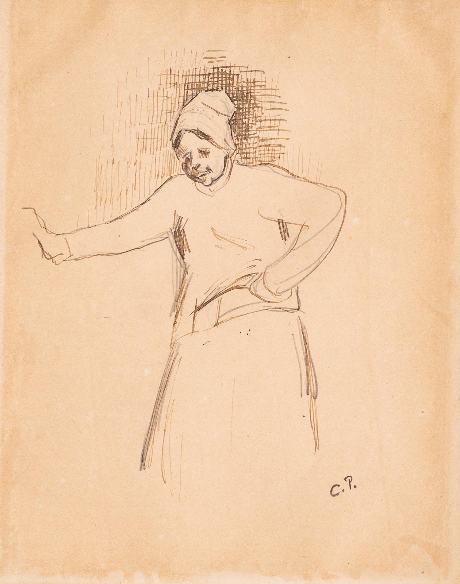Peasant Woman , late 1880s, and Quayside Scene , 1903 (two works)