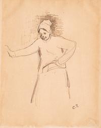 Peasant Woman , late 1880s, and Quayside Scene , 1903 (two works)