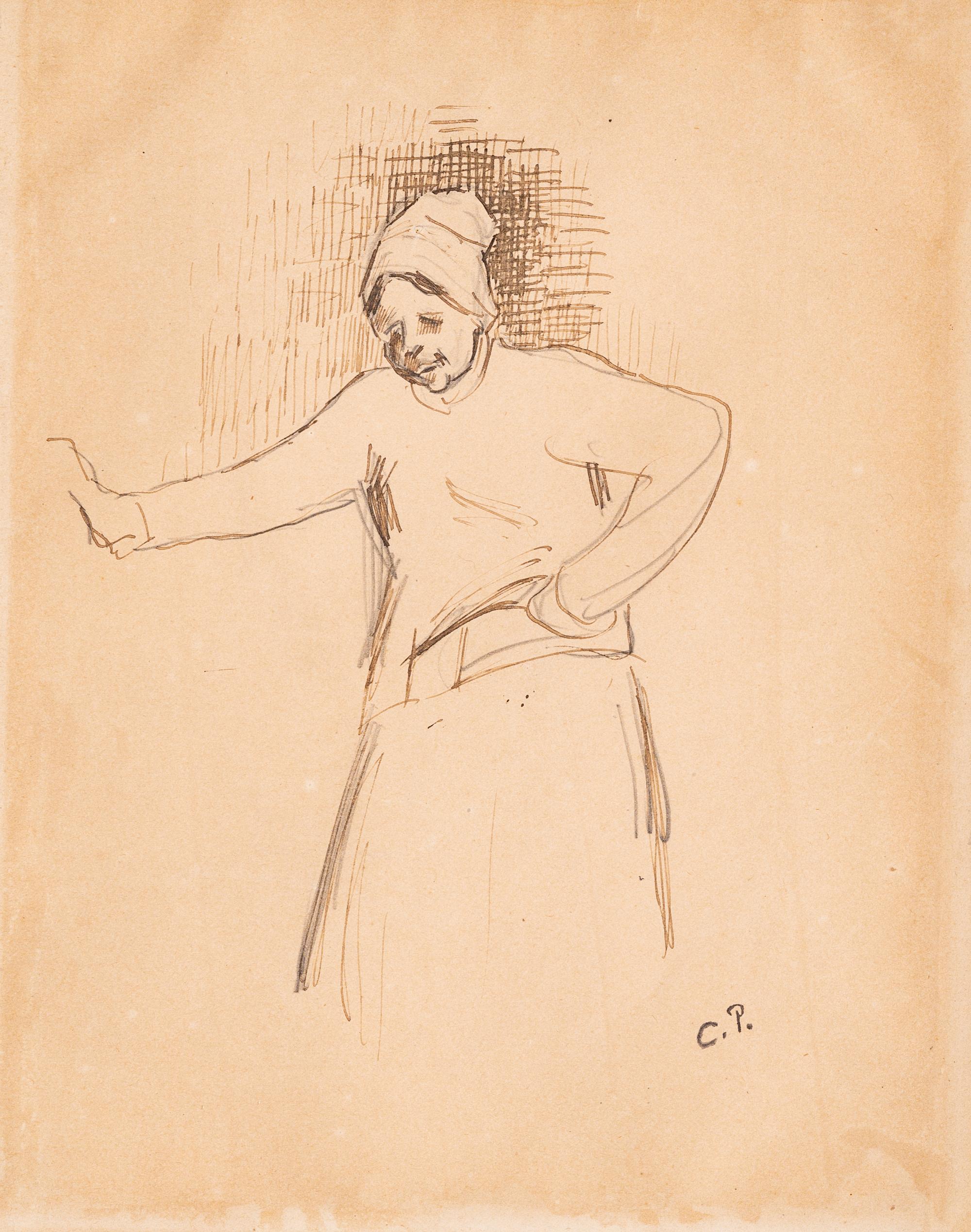 Peasant Woman , late 1880s, and Quayside Scene , 1903 (two works)
