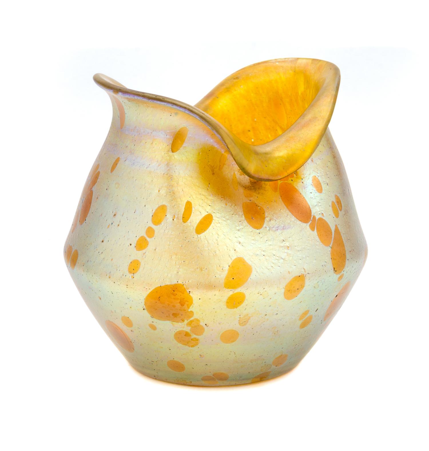 A Loetz Glass Vase Height 4 1/2 inches.