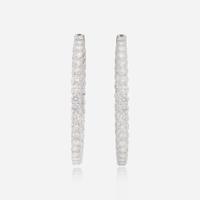 A Pair of Diamond and 14K White Gold Earrings