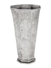 An Eastern European Silver-Plate Octagonal Beaker