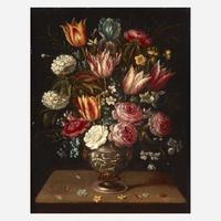 Circle of Frans Francken the Younger (Flemish, 1581–1642) A Still life of Flowers in an Urn on a Ledge; together with a companion
