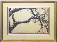 Toshi Yoshida, (Japanese, 1911-1995), Plum Tree and Blue Magpie