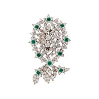 DIAMOND AND EMERALD BROOCH