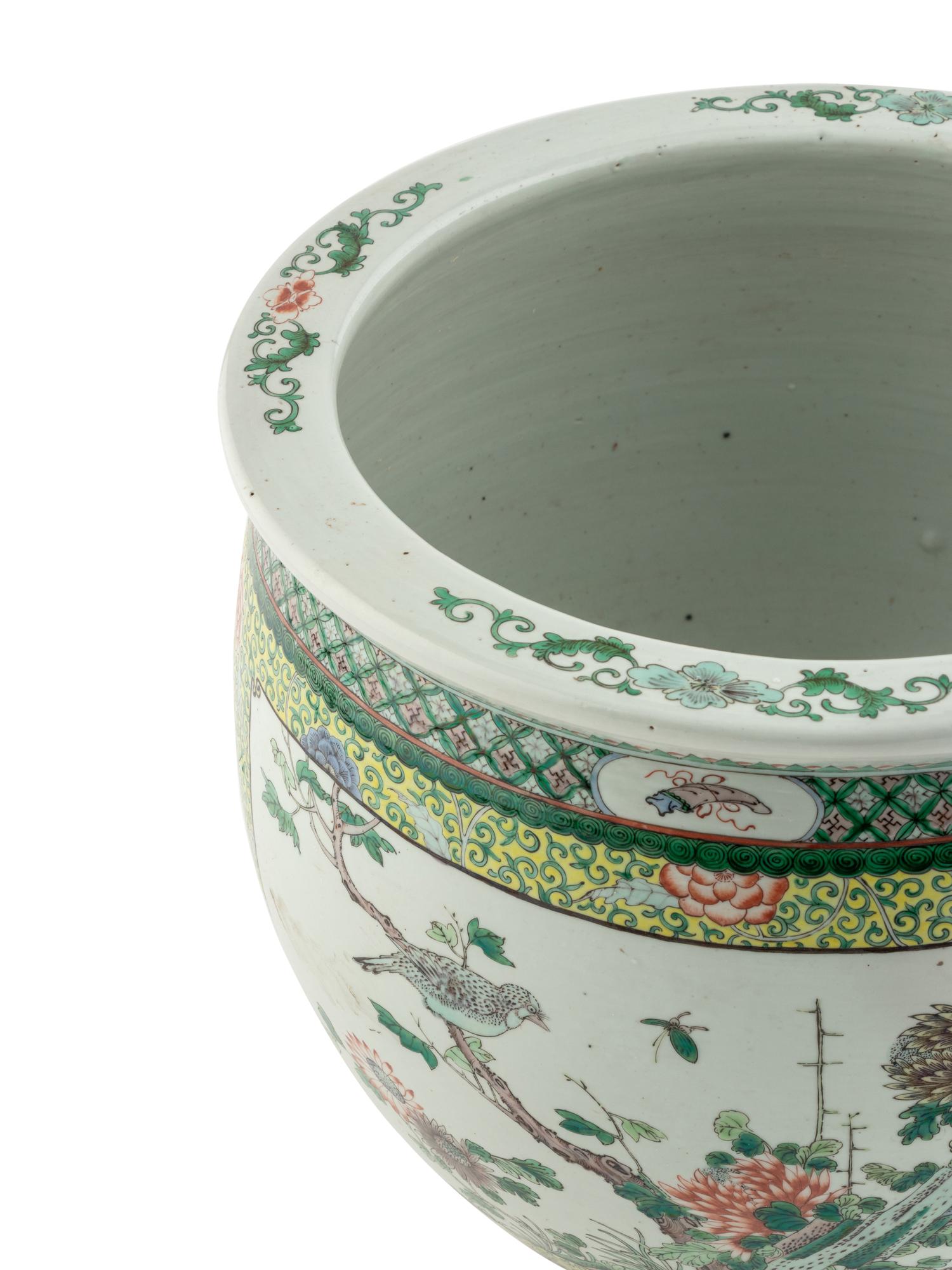 A Chinese Famille Verte Porcelain Scroll Pot