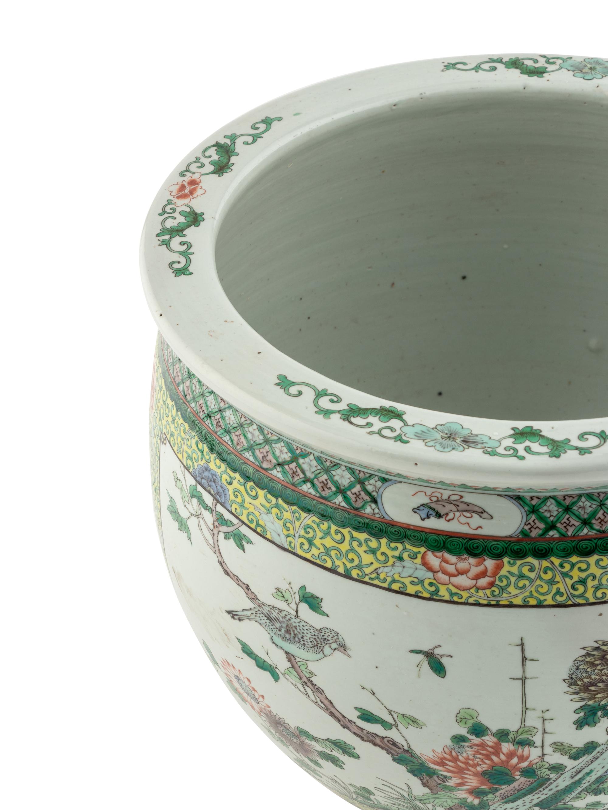 A Chinese Famille Verte Porcelain Scroll Pot