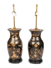 A Pair of Chinoiserie Papier Mâché Table Lamps