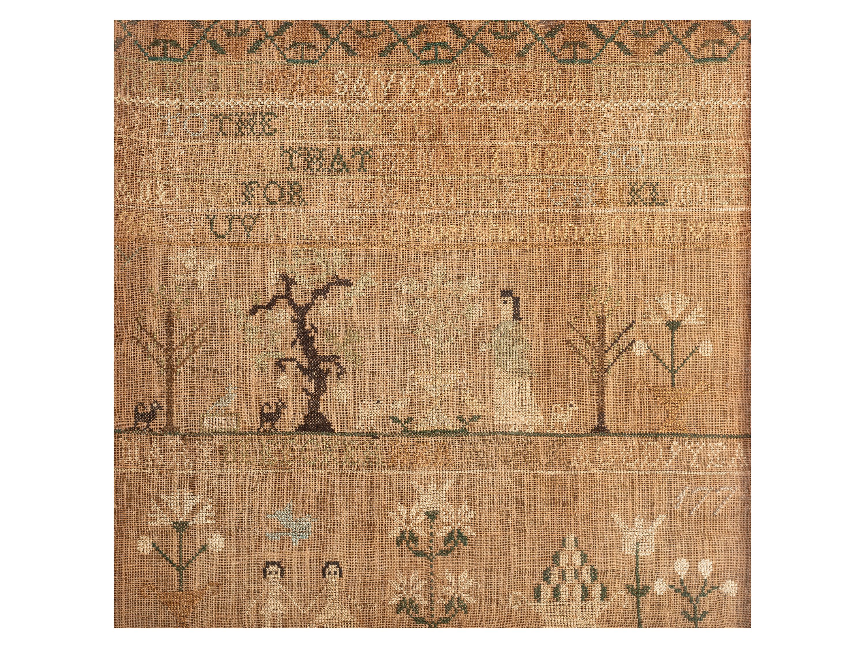 A Needlework Embroidered Schoolgirl's Sampler, Wrought by Mary Bleecker