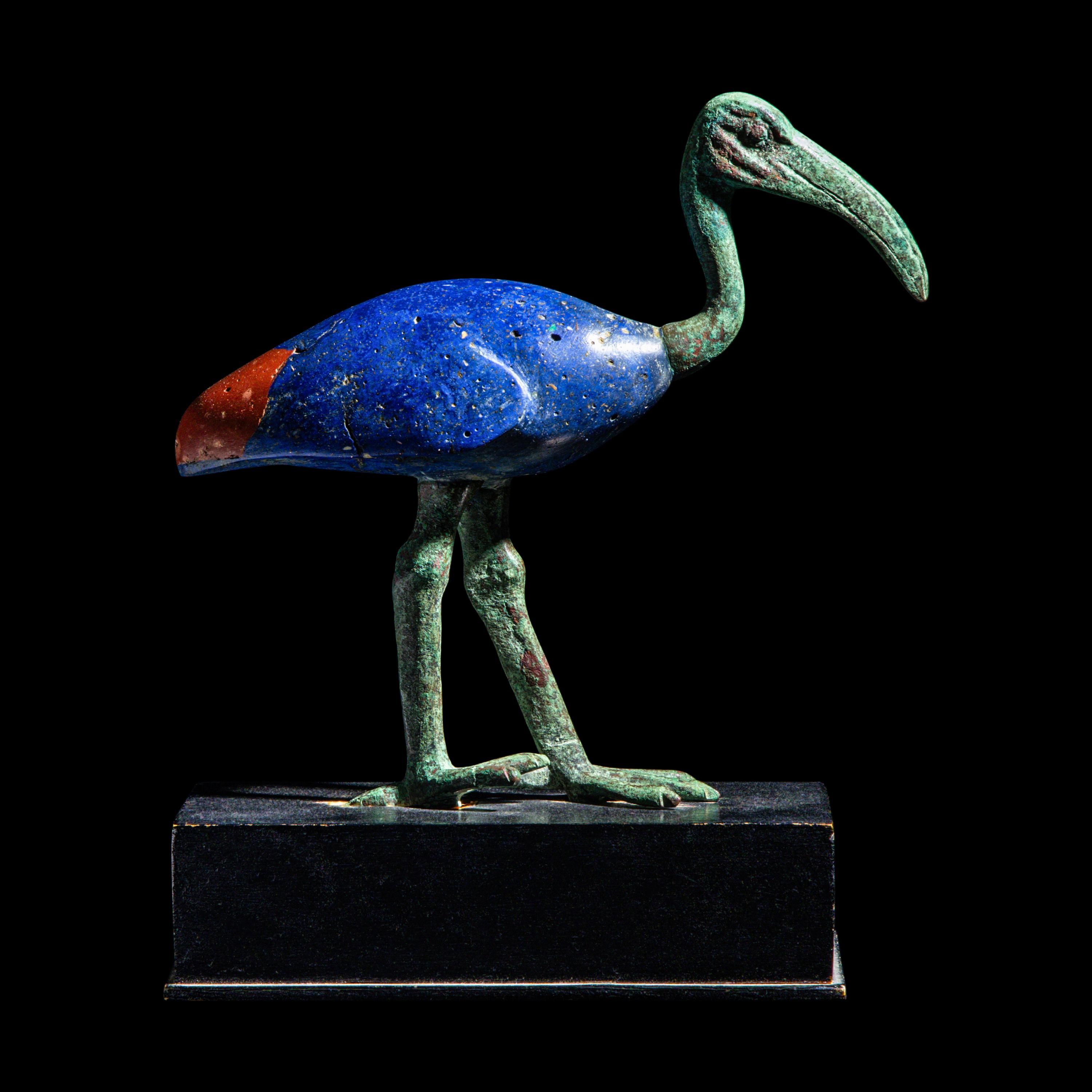 An Egyptian Bronze and Glass Ibis