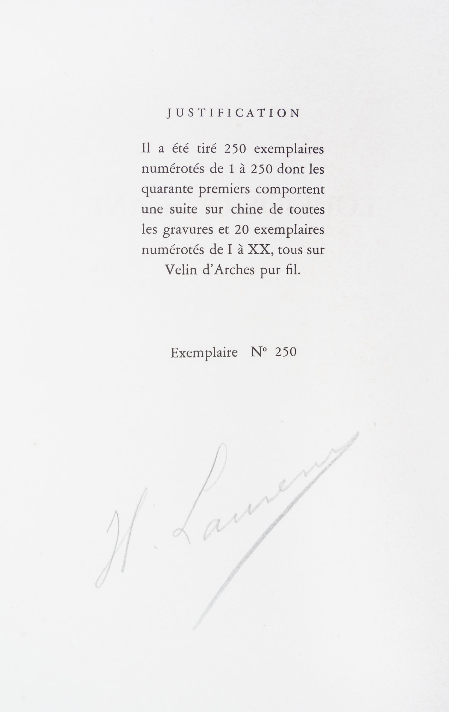 (LAURENS, HENRI) LUCIEN DE SAMOSATE [LUCIAN]. Loukios ou l'ane. Paris, 1947. Limited, signed.
