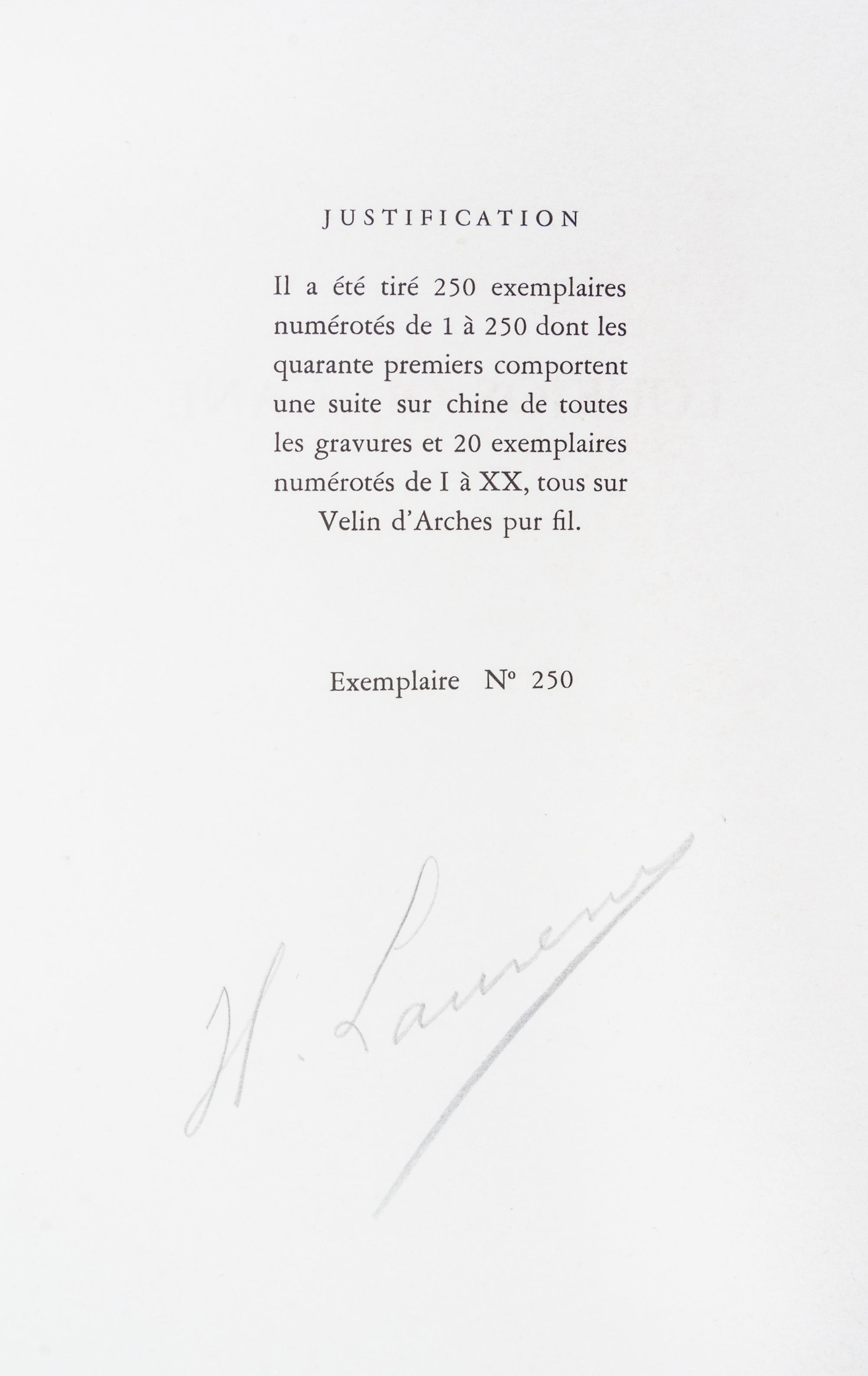 (LAURENS, HENRI) LUCIEN DE SAMOSATE [LUCIAN]. Loukios ou l'ane. Paris, 1947. Limited, signed.