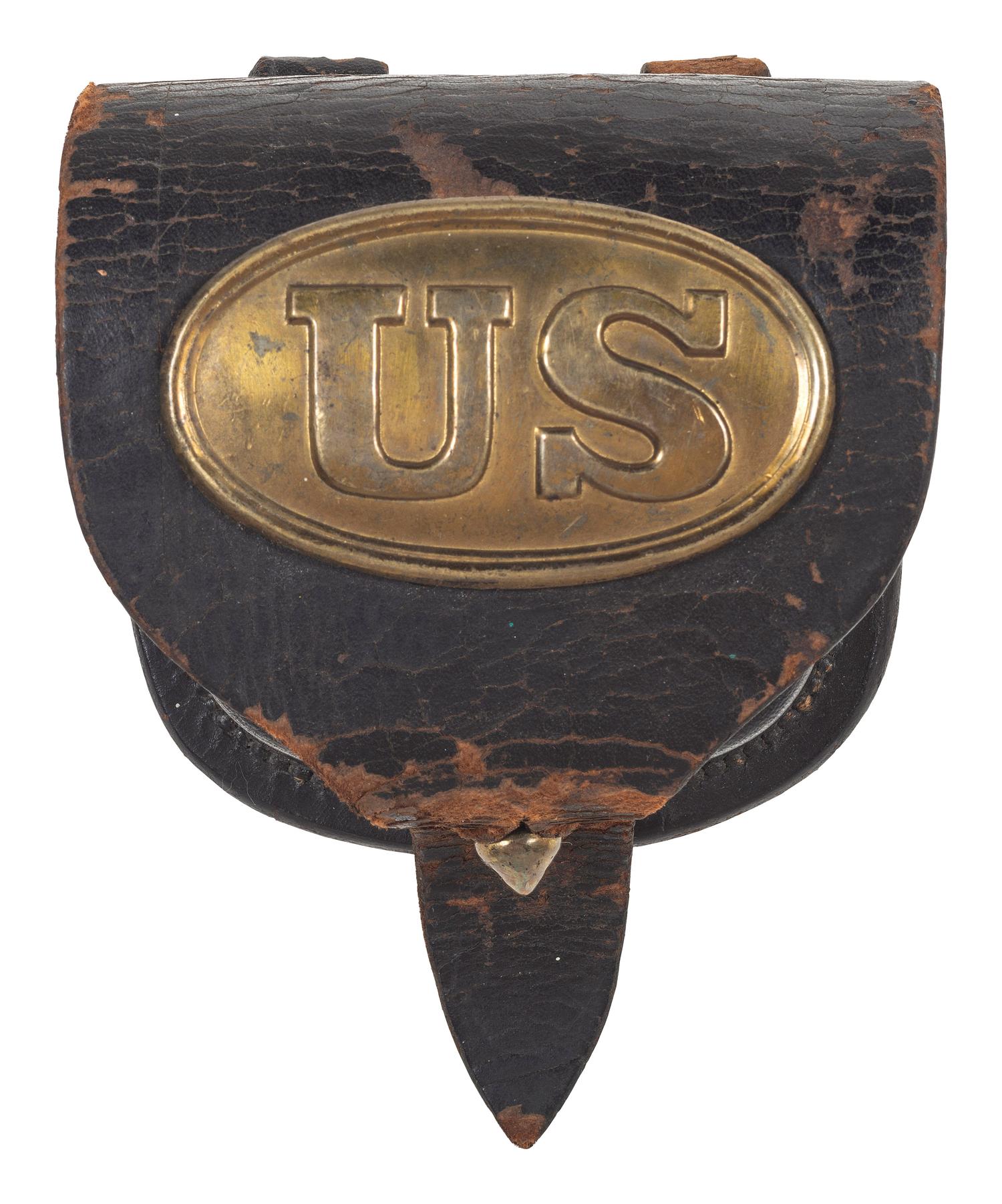[CIVIL WAR]. Federal percussion cap pouch with "US" plate by S.H. Young, Newark, NJ.