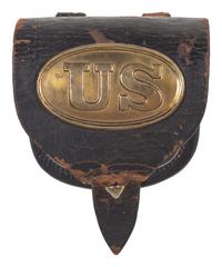 [CIVIL WAR]. Federal percussion cap pouch with "US" plate by S.H. Young, Newark, NJ.