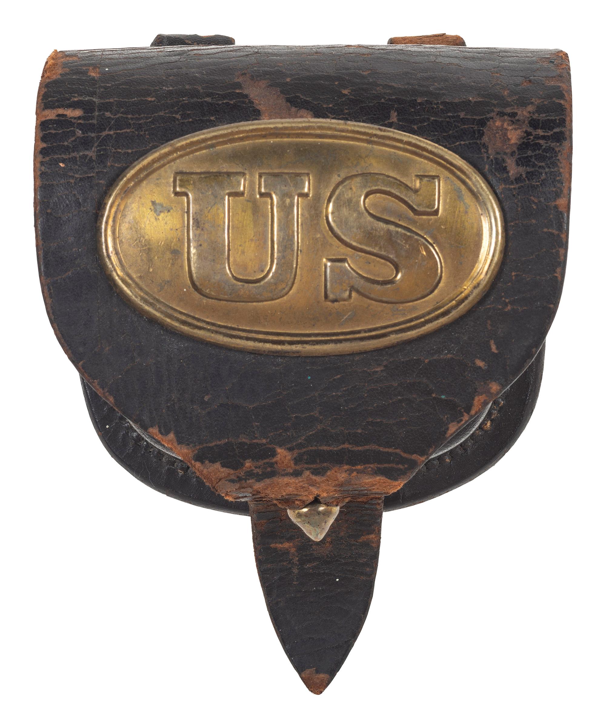 [CIVIL WAR]. Federal percussion cap pouch with "US" plate by S.H. Young, Newark, NJ.