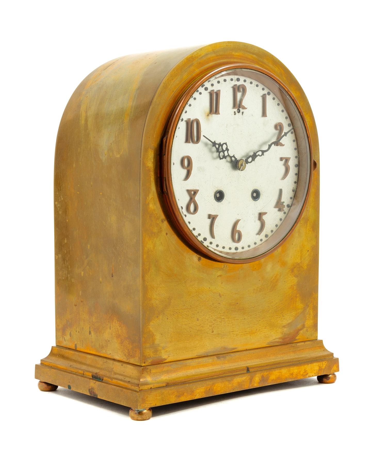 An American Brass Cased Mantel Clock