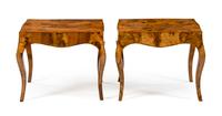 A Pair of Italian Burlwood Side Tables Height 22 x width 26 x depth 20 1/2 inches. — MID-20TH CENTURY