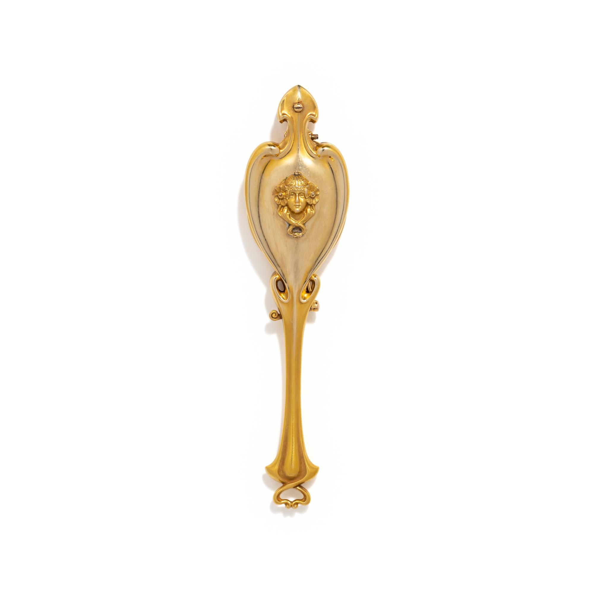 ART NOUVEAU, YELLOW GOLD LORGNETTE