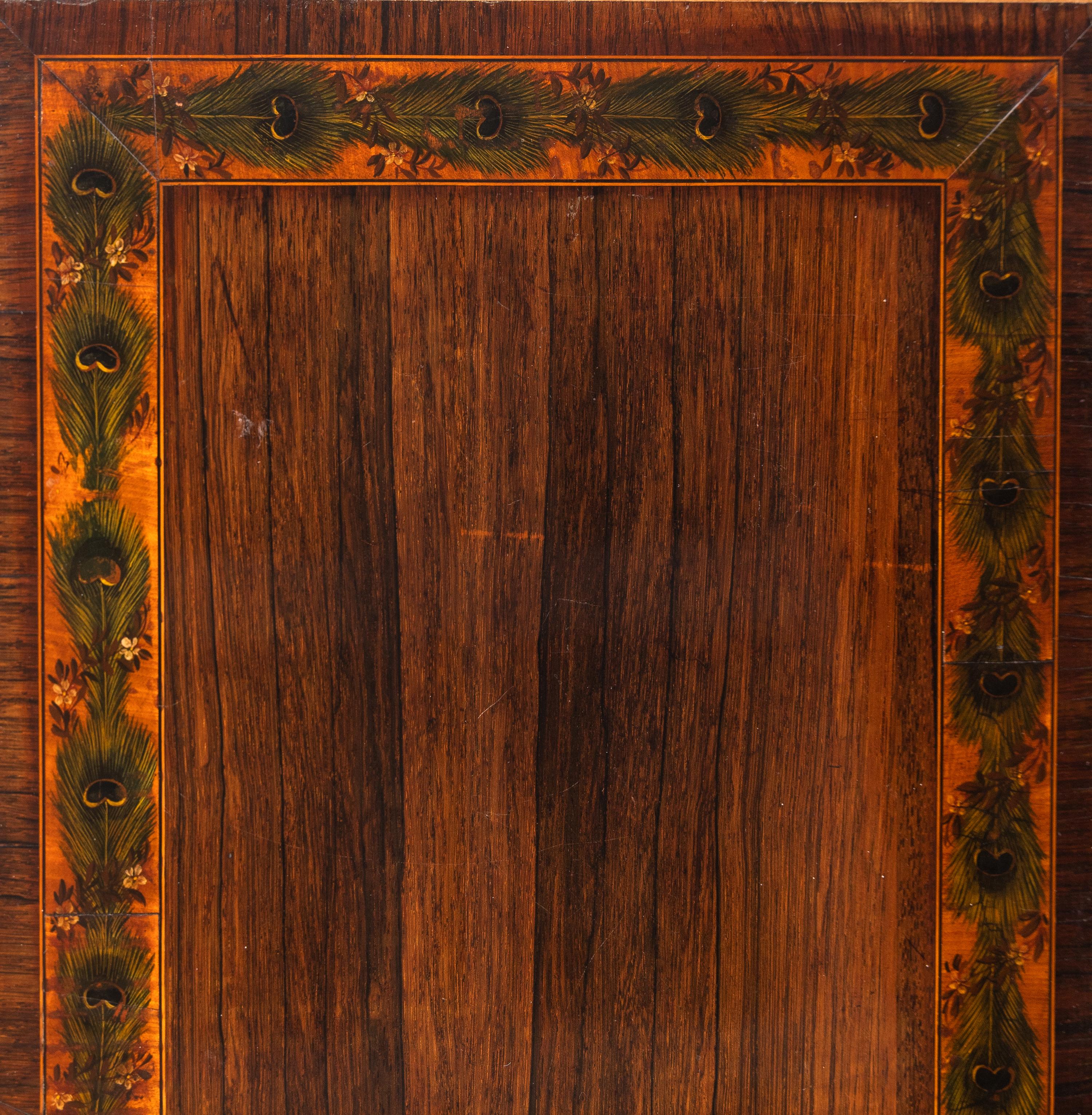 A George III Rosewood and Polychrome Decorated Side Cabinet