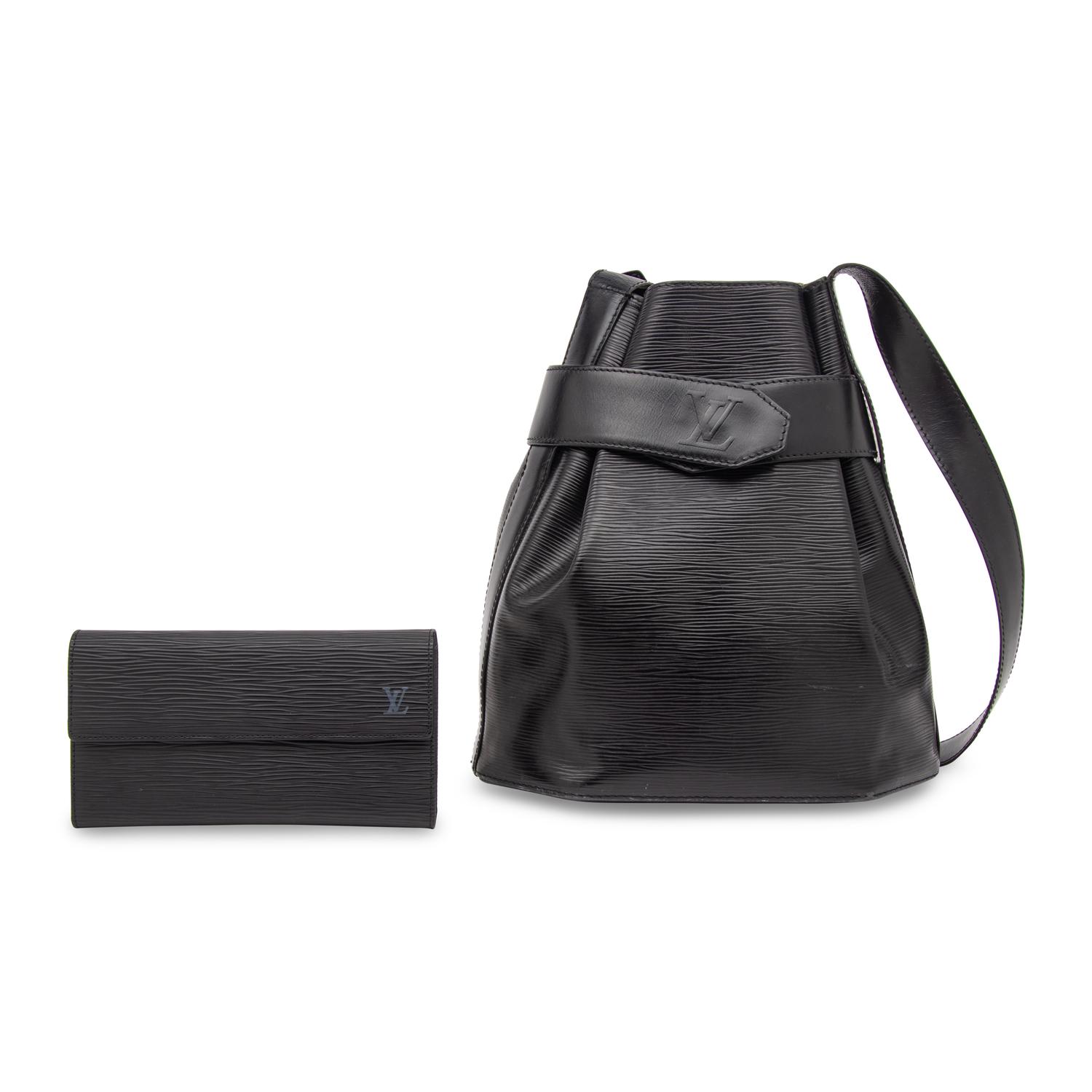 Louis Vuitton, Black Epi Sac d'Epaule & Wallet