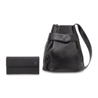 Louis Vuitton, Black Epi Sac d'Epaule & Wallet