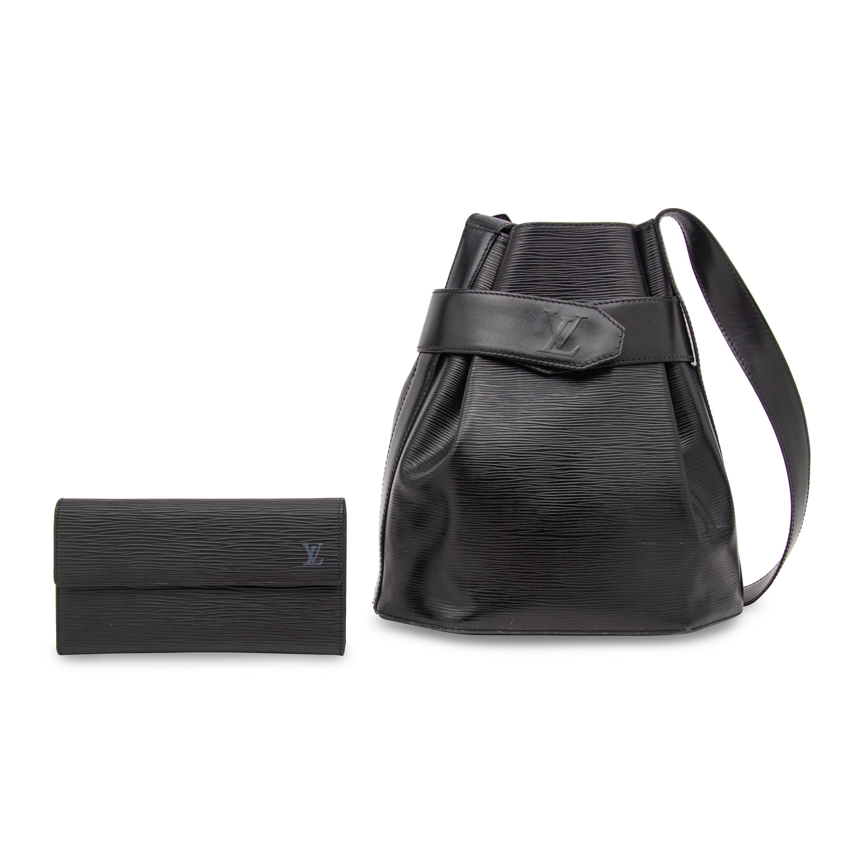 Louis Vuitton, Black Epi Sac d'Epaule & Wallet