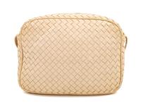 A Bottega Veneta Beige Intrecciato Shoulder Bag, 7.5" H X 10" W x 2.5" D; Strap drop: 15.5"-18.5".