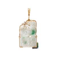 CARVED JADE AND DIAMOND DOG PENDANT