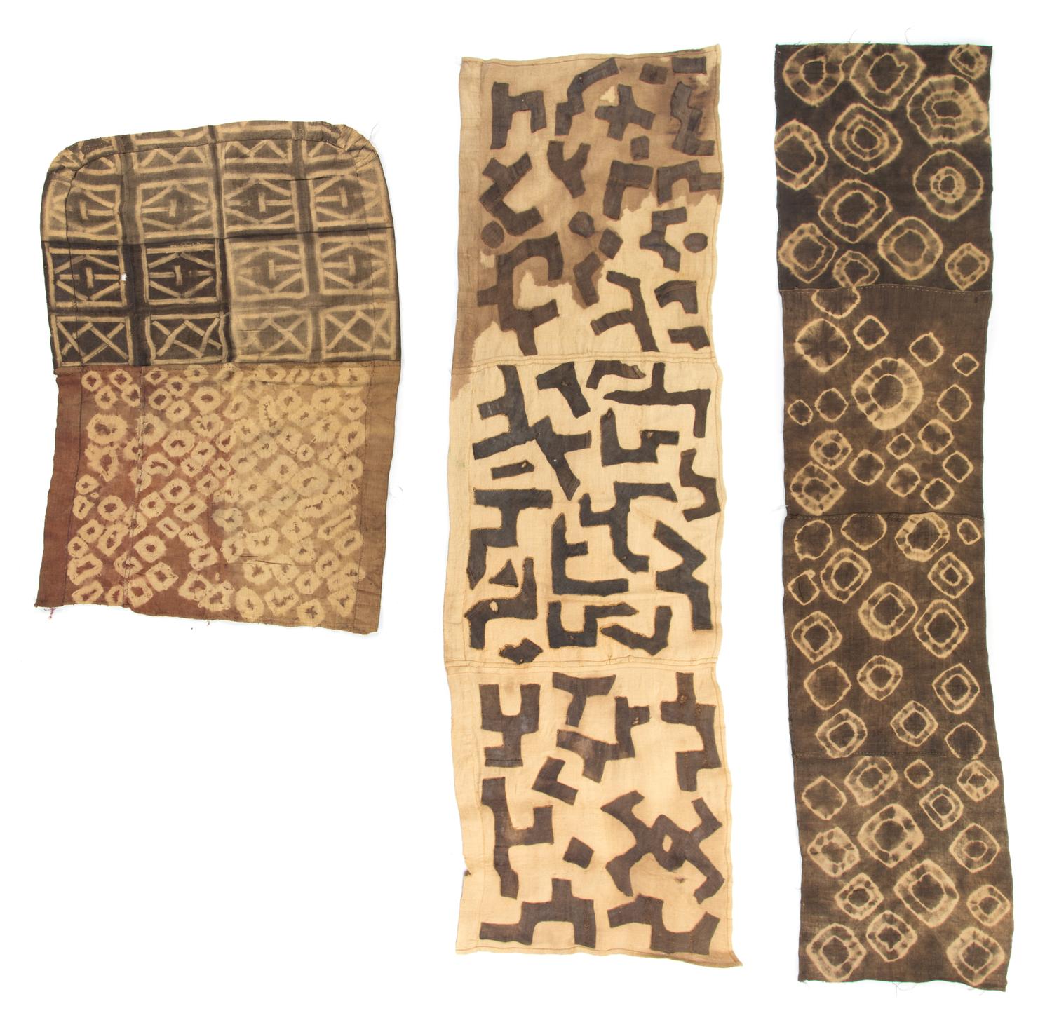 Three African Raffia Cloth Fragments Length of longest 95 1/2 x 20 1/2 inches. — 20TH CENTURY, KUBA, REPUBLIC OF THE CONGO