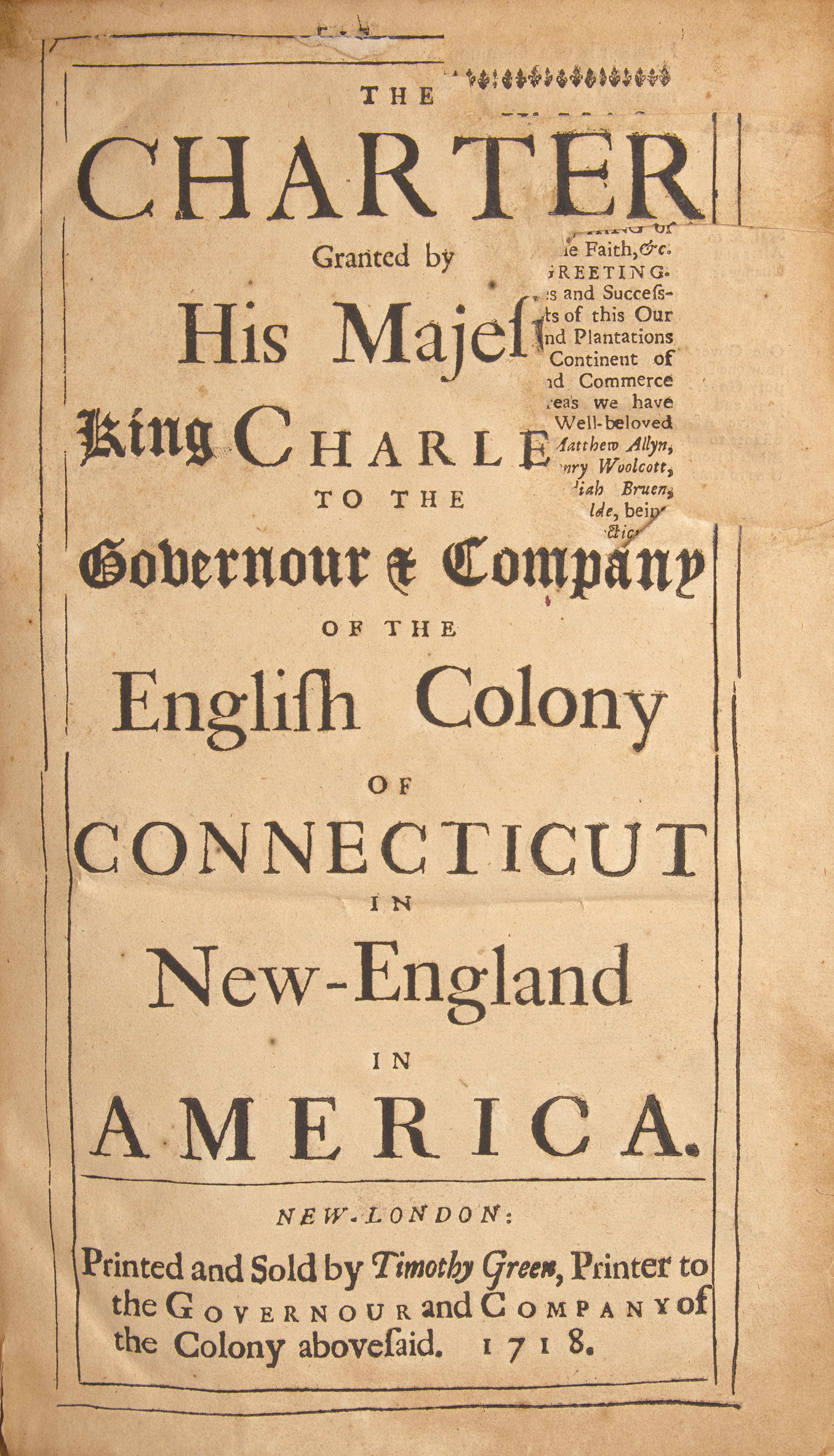 [Colonial America] An Important Work of Connecticut History, Printed by the Pioneering Colonial Printer Timothy Green