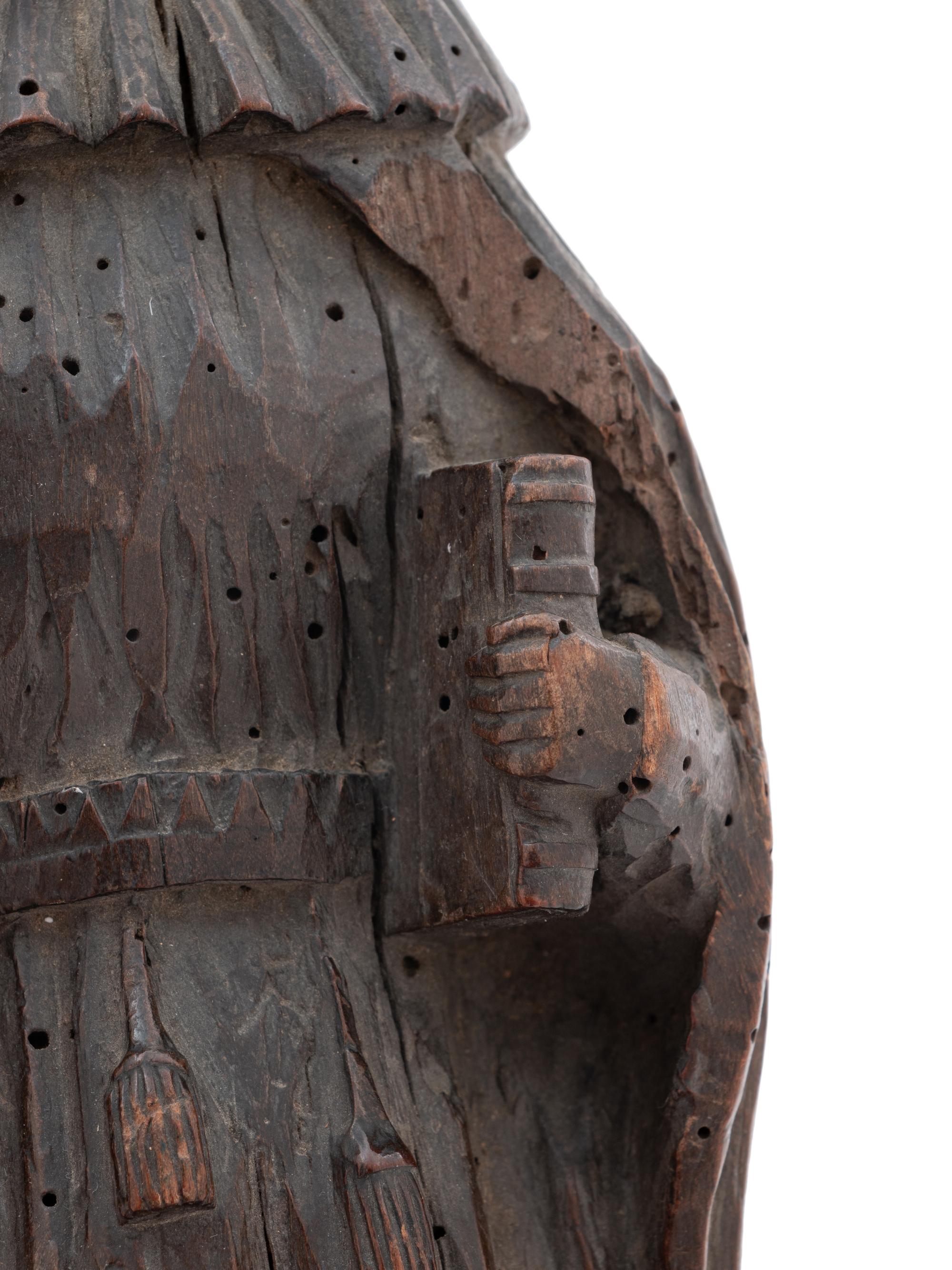 A French or Spanish Carved Wood Figure of a King