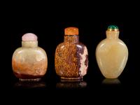 Three Chinese Hardstone Snuff Bottles
