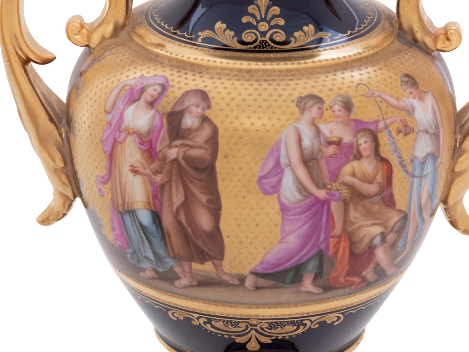 A Pair of Vienna Style Porcelain Urns