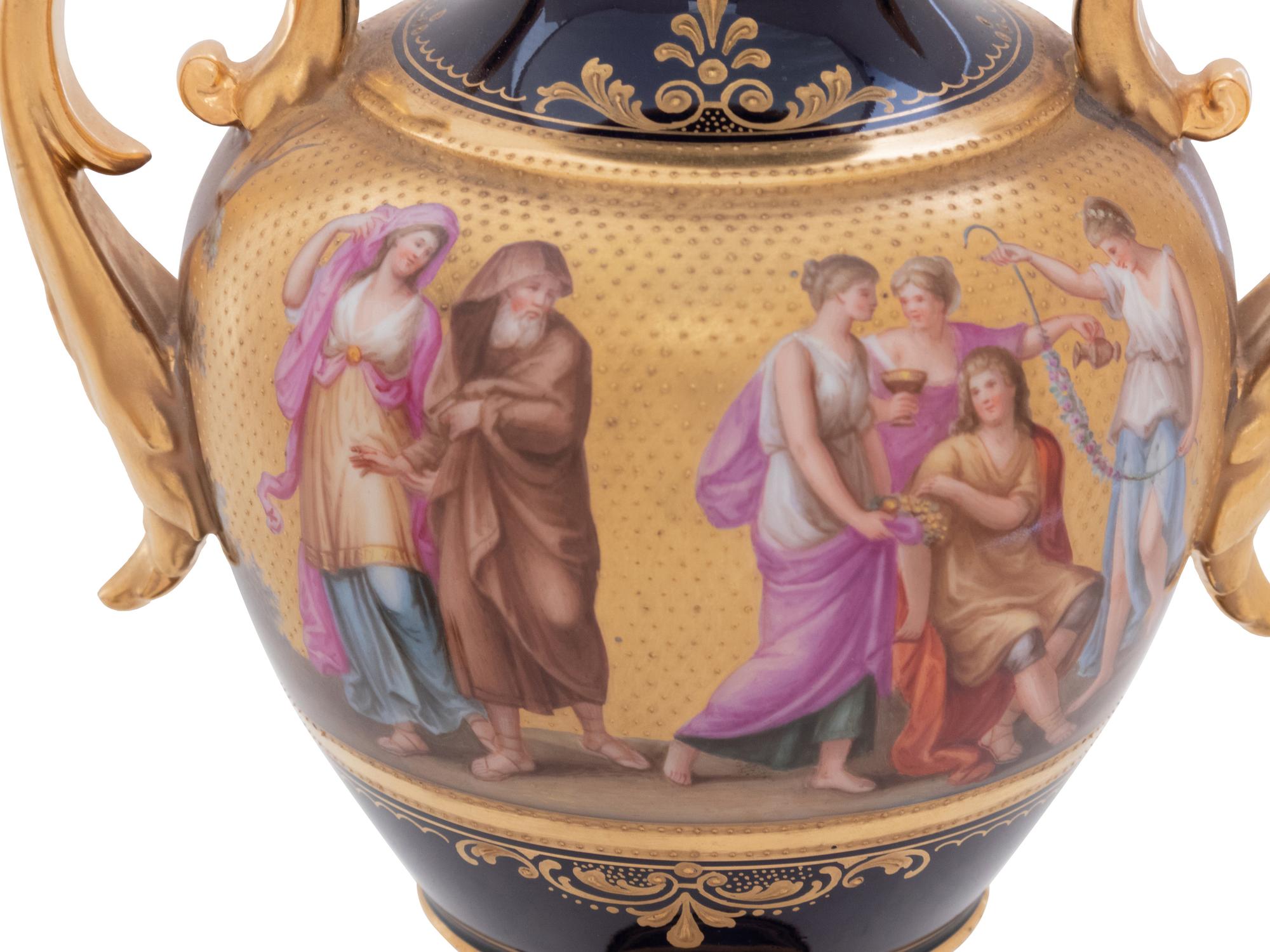 A Pair of Vienna Style Porcelain Urns