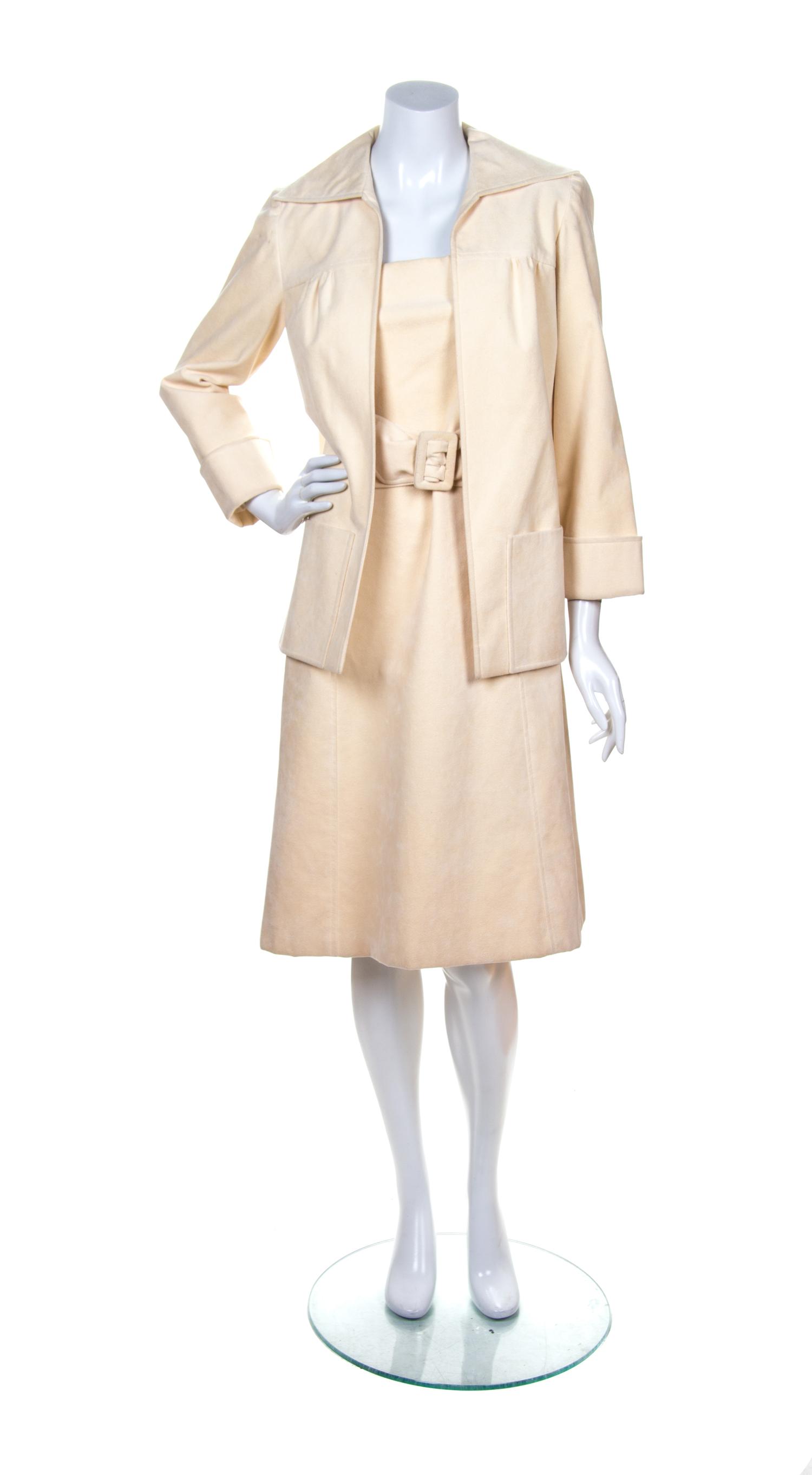An Ida Louise Cream Ultra Suede Dress Ensemble,