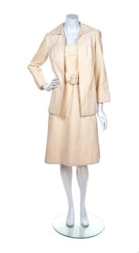 An Ida Louise Cream Ultra Suede Dress Ensemble,