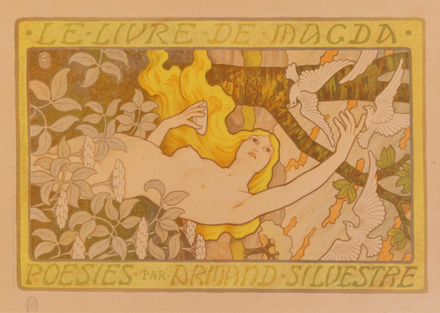 Paul Berthon, (French, 1872-1909), A group of three works: Les Courtisanes, Woman with Iris, and Le Livre de Magda (poésie par Armand S