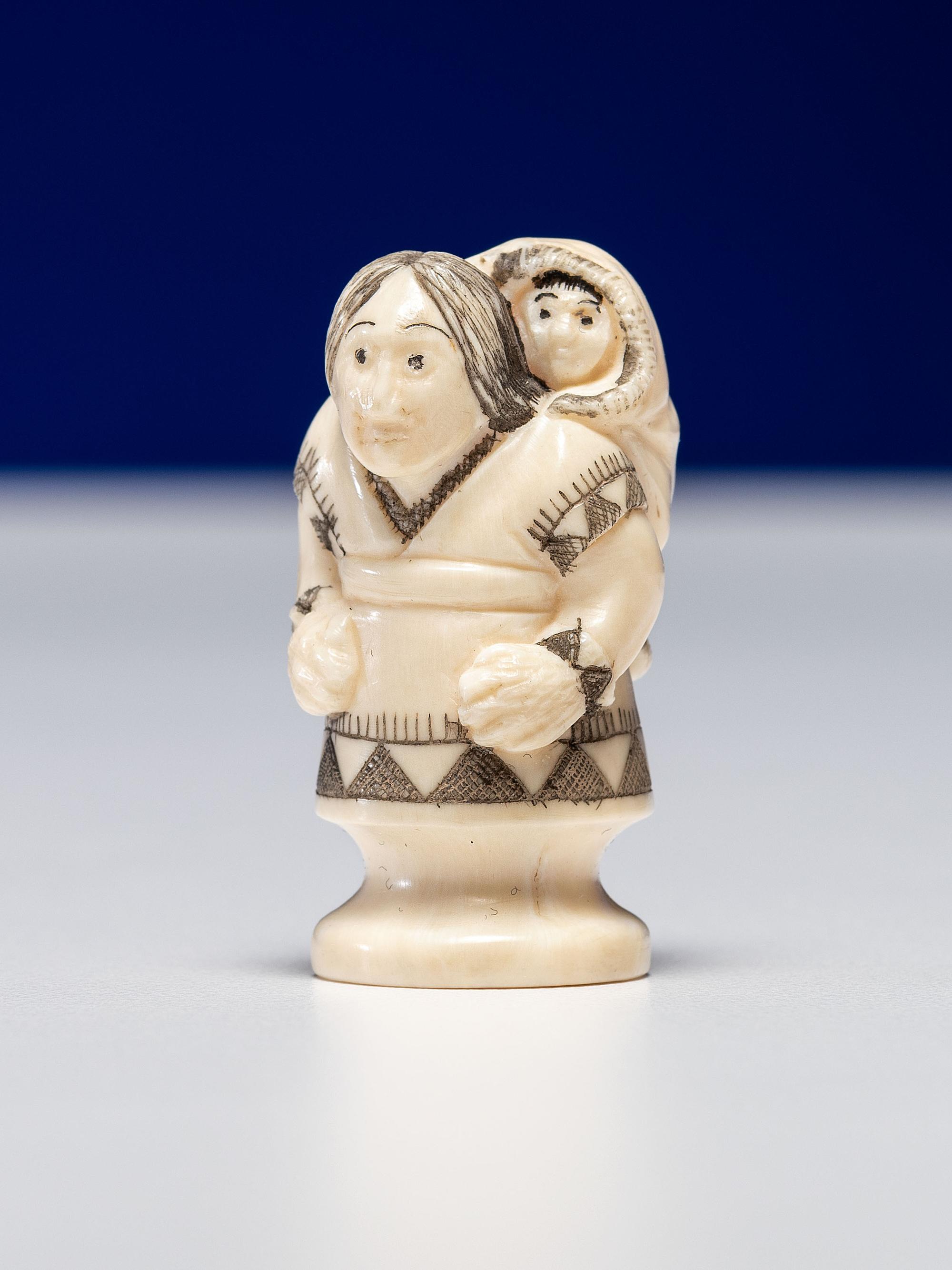 Inuit Carved Walrus Ivory Chess Set