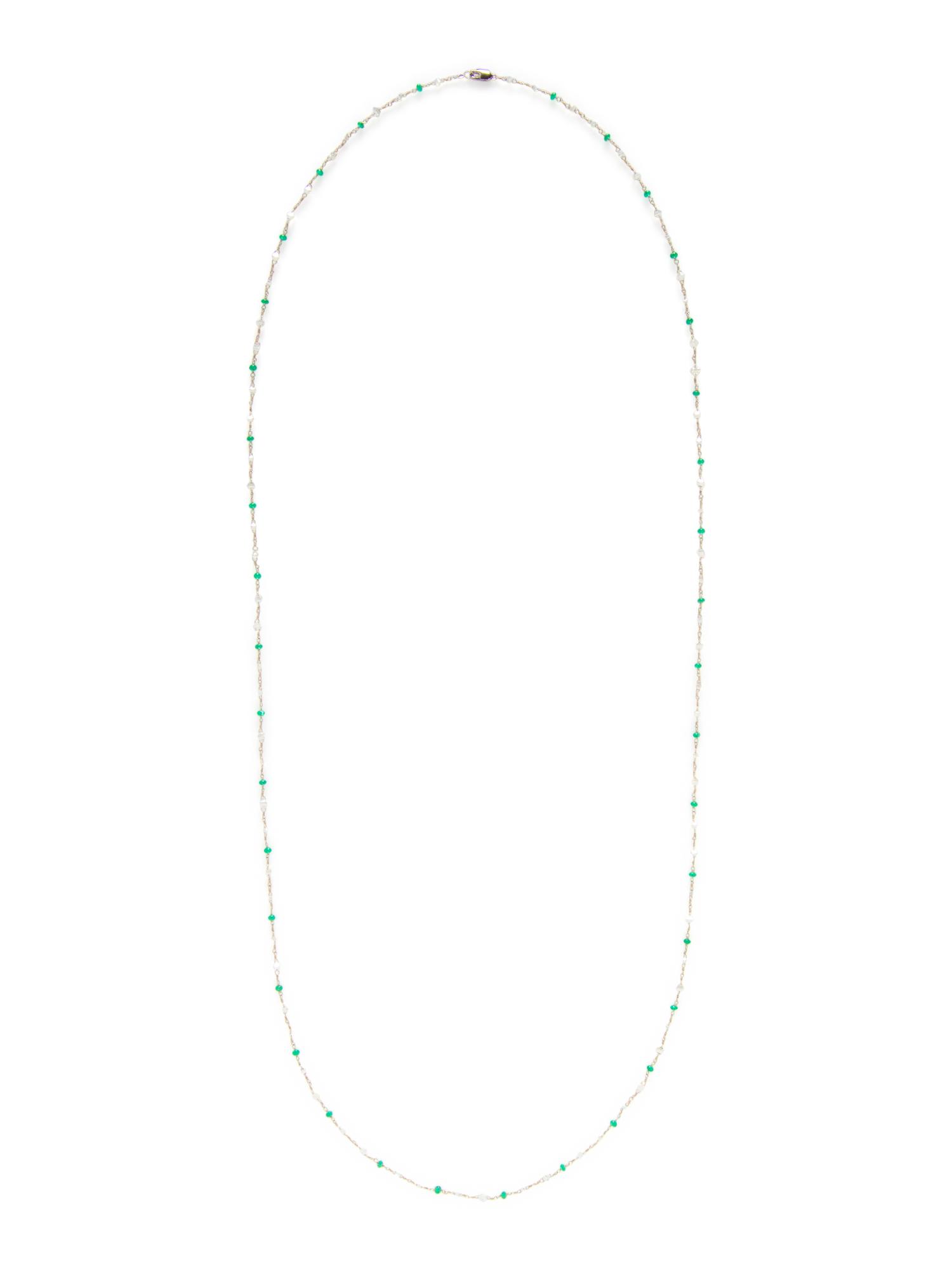 EMERALD AND DIAMOND BEAD NECKLACE