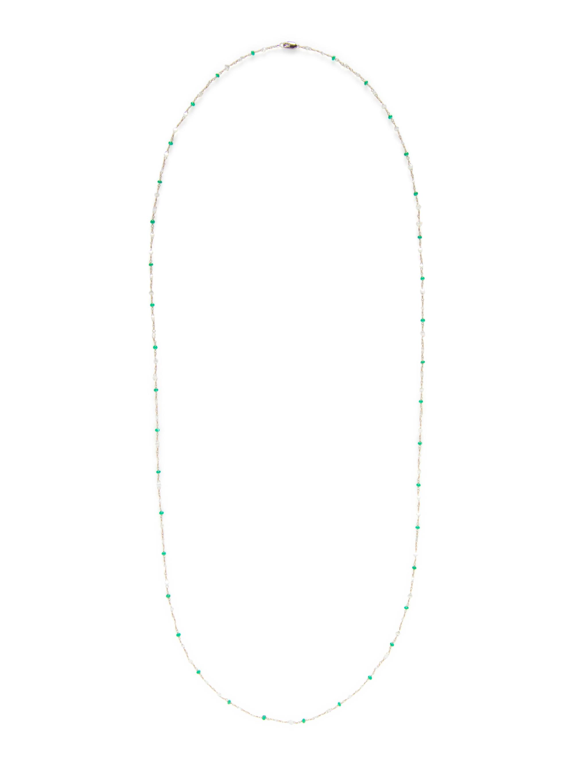 EMERALD AND DIAMOND BEAD NECKLACE