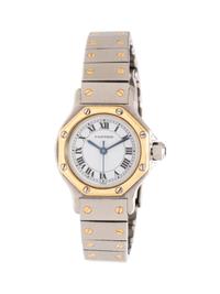 CARTIER, STAINLESS STEEL AND 18K YELLOW GOLD 'SANTOS OCTAGON' WRISTWATCH