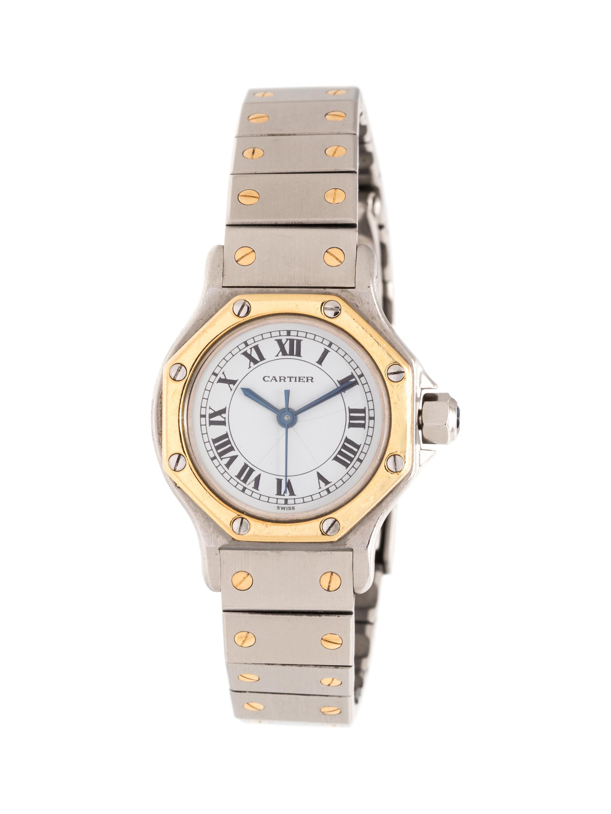 CARTIER, STAINLESS STEEL AND 18K YELLOW GOLD 'SANTOS OCTAGON' WRISTWATCH